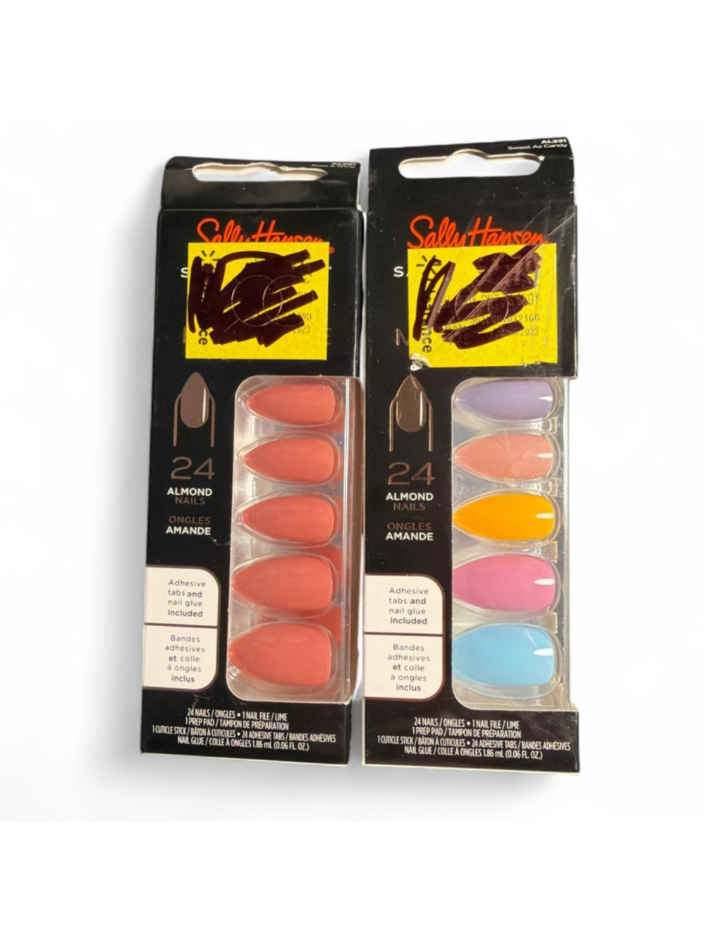 Two boxes of Sally Hansen press-on nails, new, almond shape